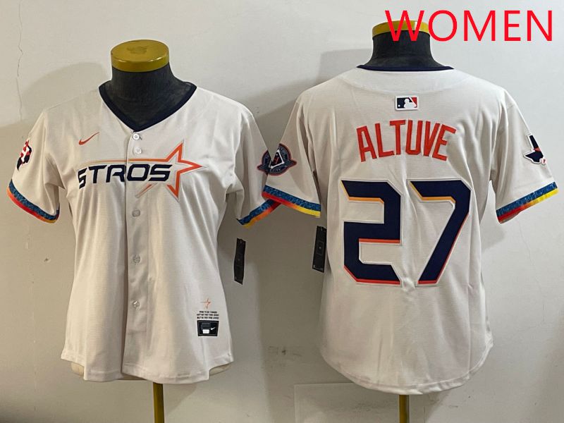 Women Houston Astros #27 Altuve Cream Fourth generation Joint Name Nike 2025 MLB Jersey style 2